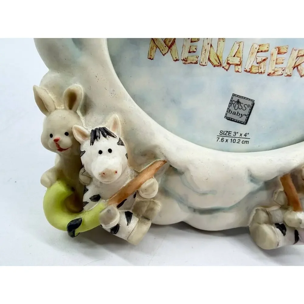 Russ Baby Noah's Menagerie Ark Handpainted Photo Frame 3x4 Resin NIB 24329
